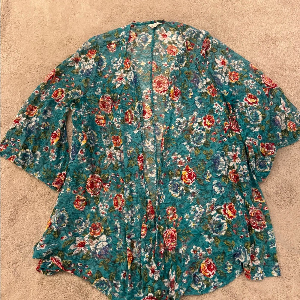 C EST. 1946 Floral Teal Women's Top  Size Large